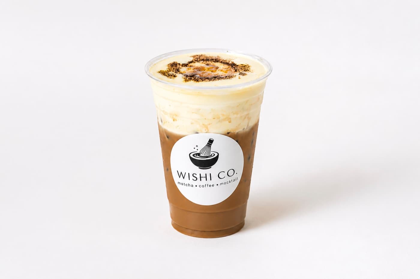A crème brûlée Vietnamese iced coffee with a torched sugar top at Wishi Co. in Minneapolis.